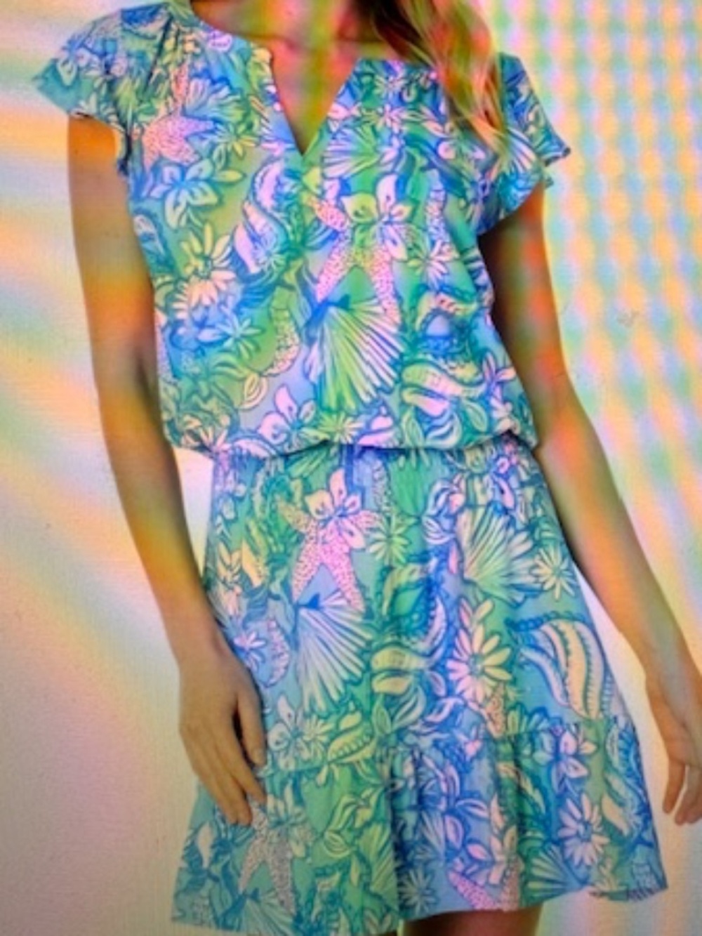 EUC Lilly Pulitzer $168 Ravi Romper, Amalfi Blue Sound the Sirens , Size XL